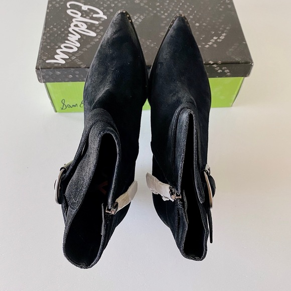 ✨New SAM EDELMAN Leonia Buckle Suede Heel Booties - Picture 5 of 8